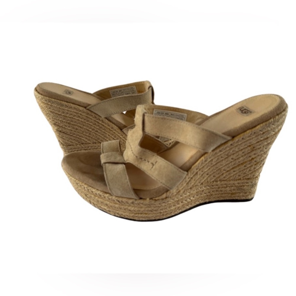 UGG Women's Tan Suede Wedge Sandals - size 7.5